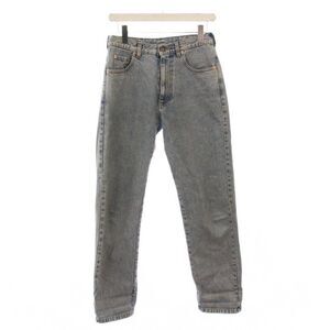 Gucci Denim Pants Jeans Zip Fly Logo Patch Leather Patch Cowhide W30 Light Blue